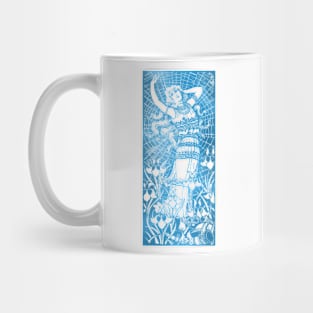 Woman In Web in Thunderstorm Mug